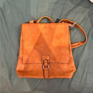 NWT Faux Leather Messenger Bag Backpack